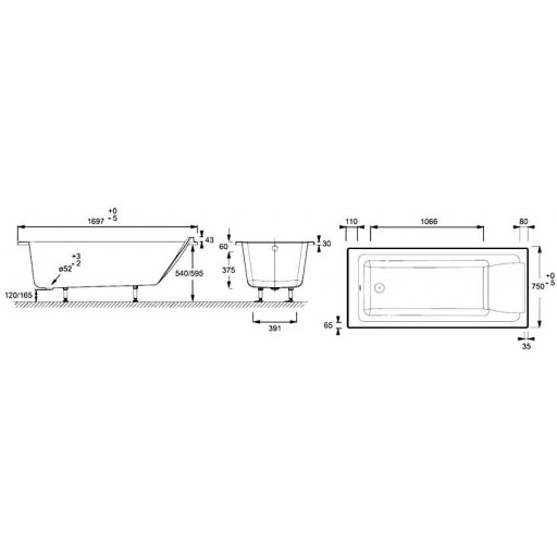 Ванна акриловая Jacob Delafon Sofa белая 170х75 см E60515RU-01
